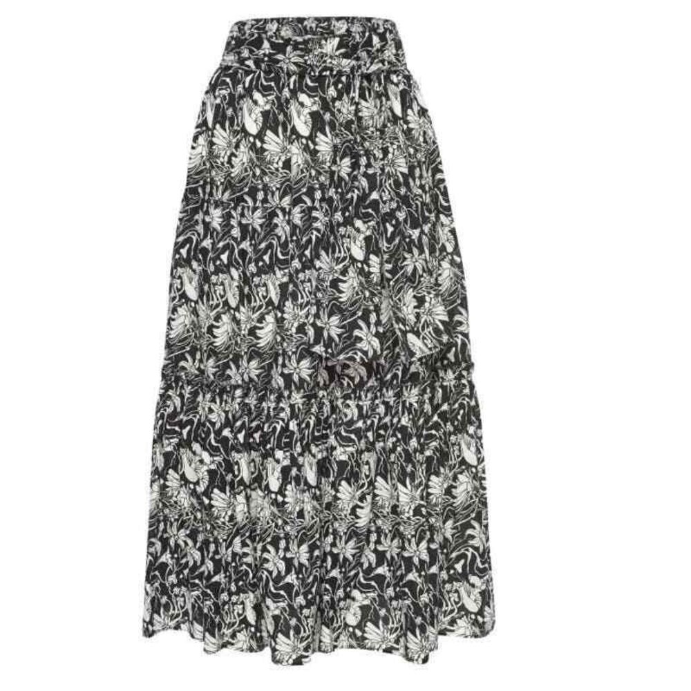 St. Roche NWT Selma Skirt Midi/Maxi Floral Tiered Black & White Size M MSRP$248